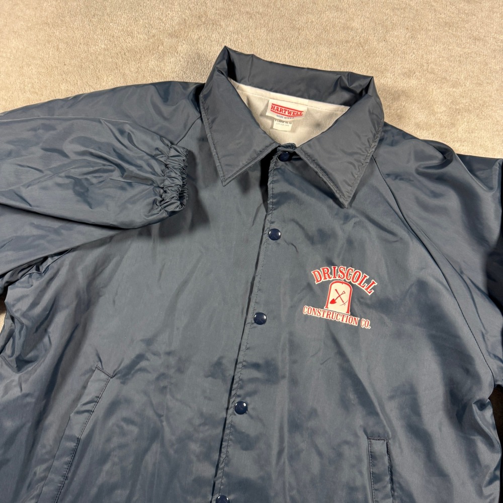 Hartwell Coach Jacket Mens XL Navy Driscoll Construction Co Vintage Made in USA